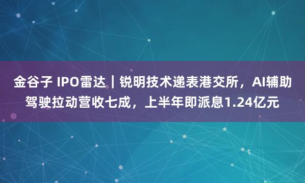 金谷子 IPO雷达｜锐明技术递表港交所，AI辅助驾驶拉动营收七成，上半年即派息1.24亿元