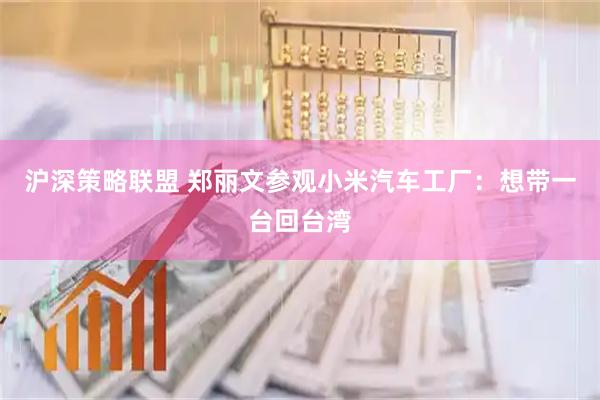 沪深策略联盟 郑丽文参观小米汽车工厂:想带一台回台湾